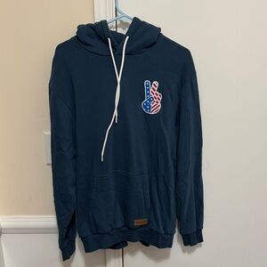 Tipsy Elves Dark Blue Hoodie with American Flag Peace Patch